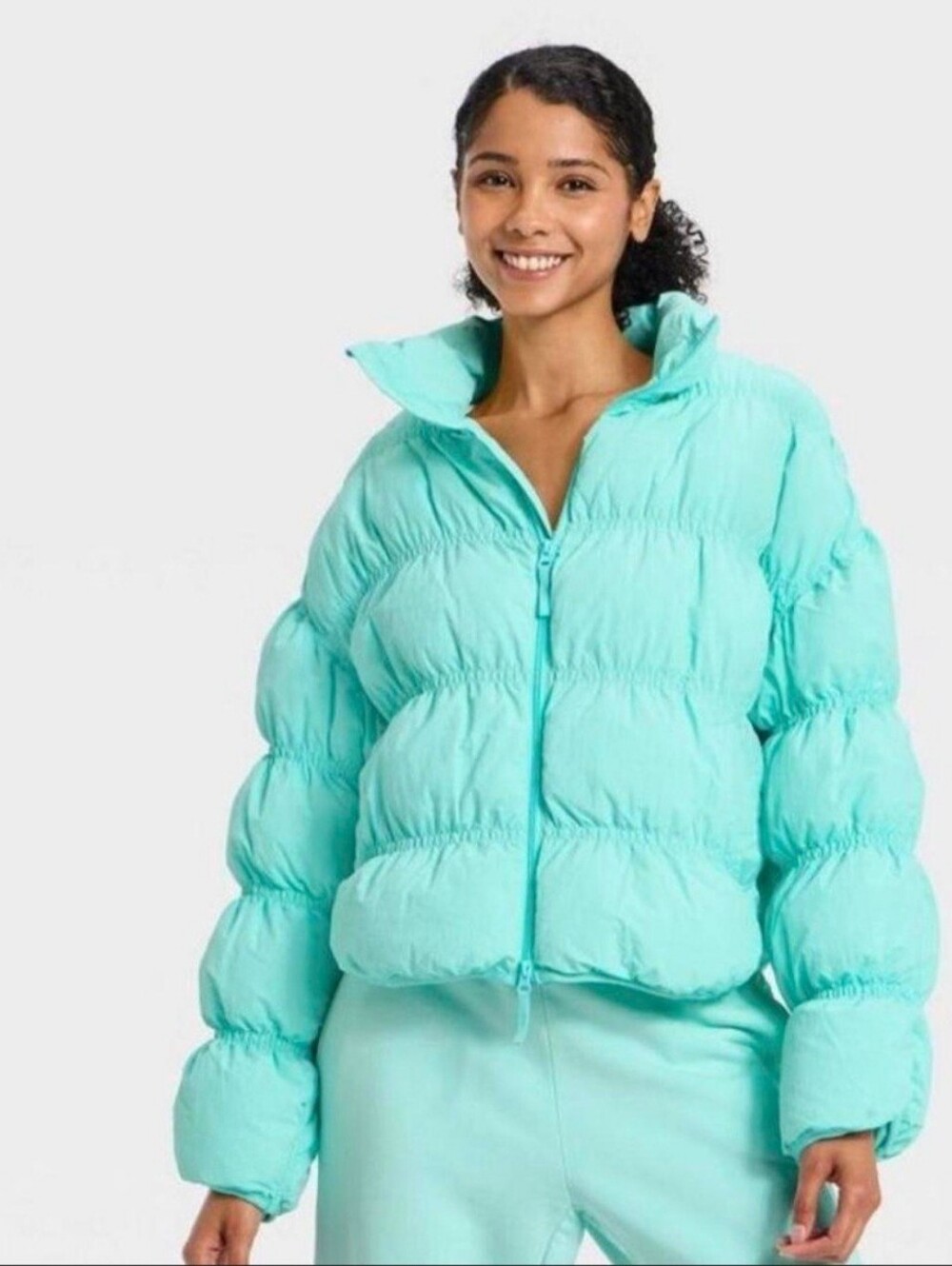 JoyLab Mint Aqua Puffer Jacket - Women's Quilted Coat